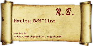 Matity Bálint névjegykártya