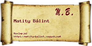 Matity Bálint névjegykártya
